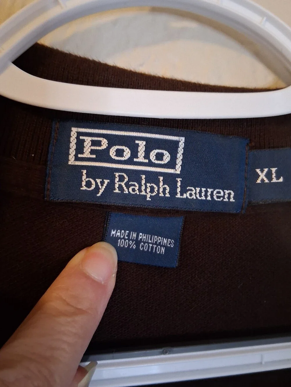 Ralph Lauren Long-Sleeve Polo Shirt in Brown with Cream Pony SZ XL